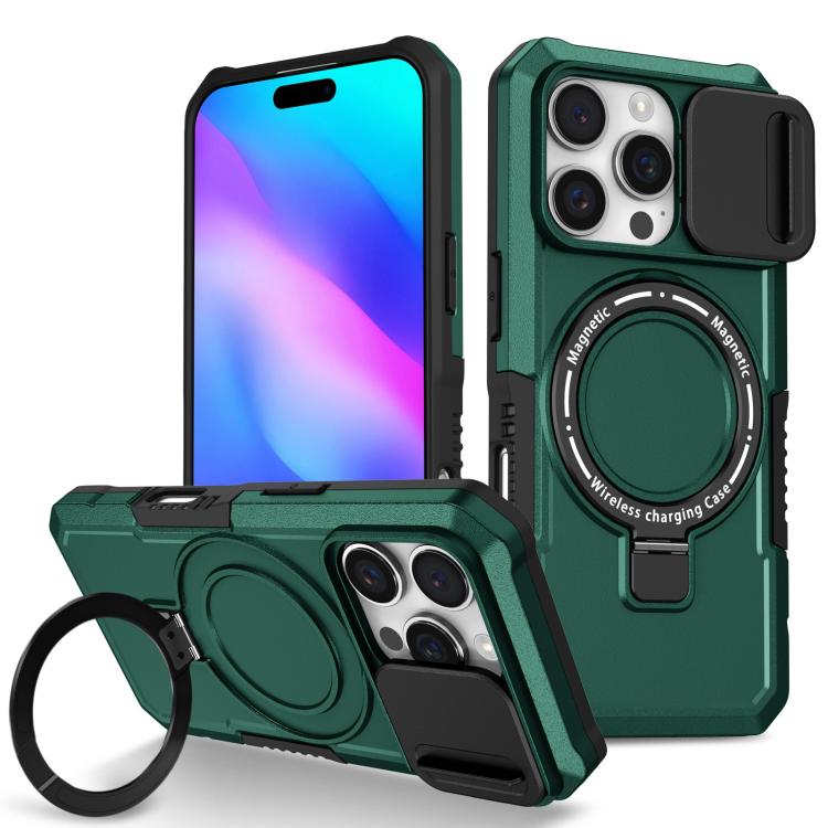 Sliding Camshield MagSafe Holder TPU Hybrid PC Phone Case, For iPhone 16 Pro Max, For iPhone 16 Pro