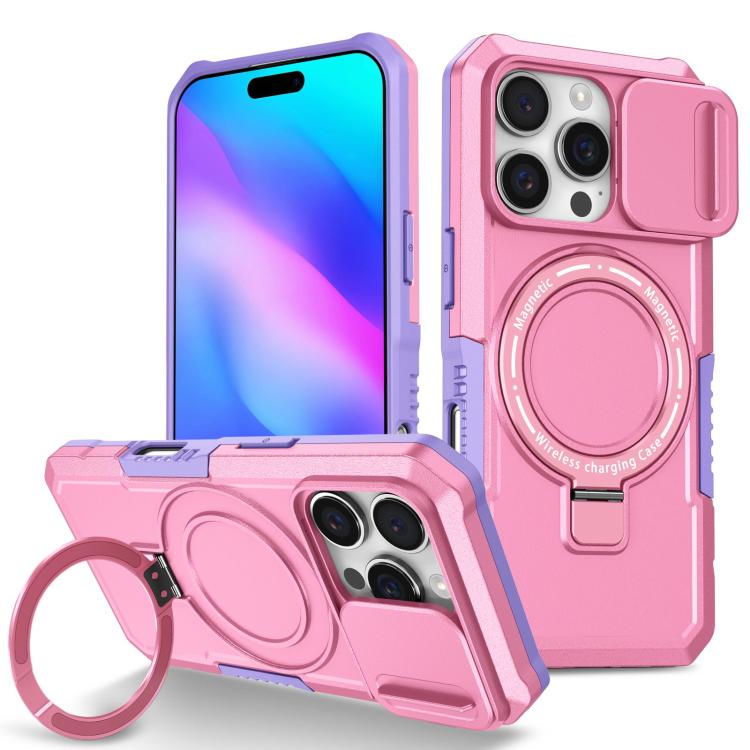 Sliding Camshield MagSafe Holder TPU Hybrid PC Phone Case, For iPhone 16 Pro Max, For iPhone 16 Pro