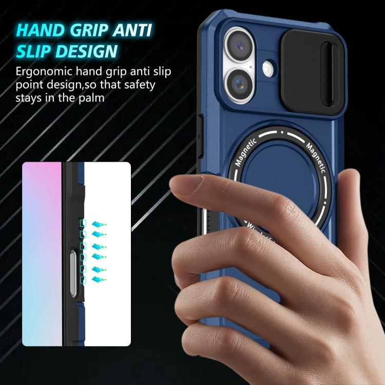 Sliding Camshield MagSafe Holder TPU Hybrid PC Phone Case, For iPhone 16 Plus, For iPhone 16
