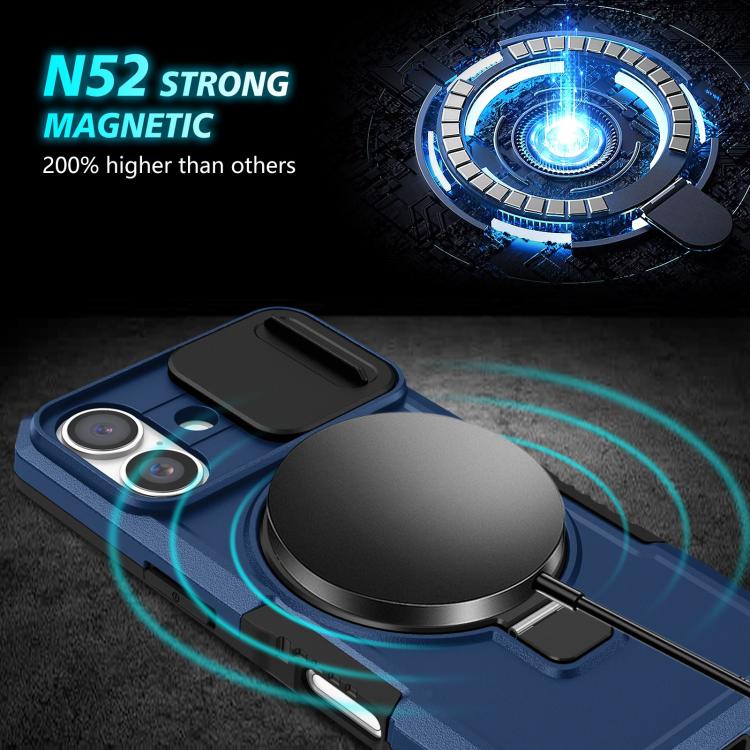 Sliding Camshield MagSafe Holder TPU Hybrid PC Phone Case, For iPhone 16 Plus, For iPhone 16