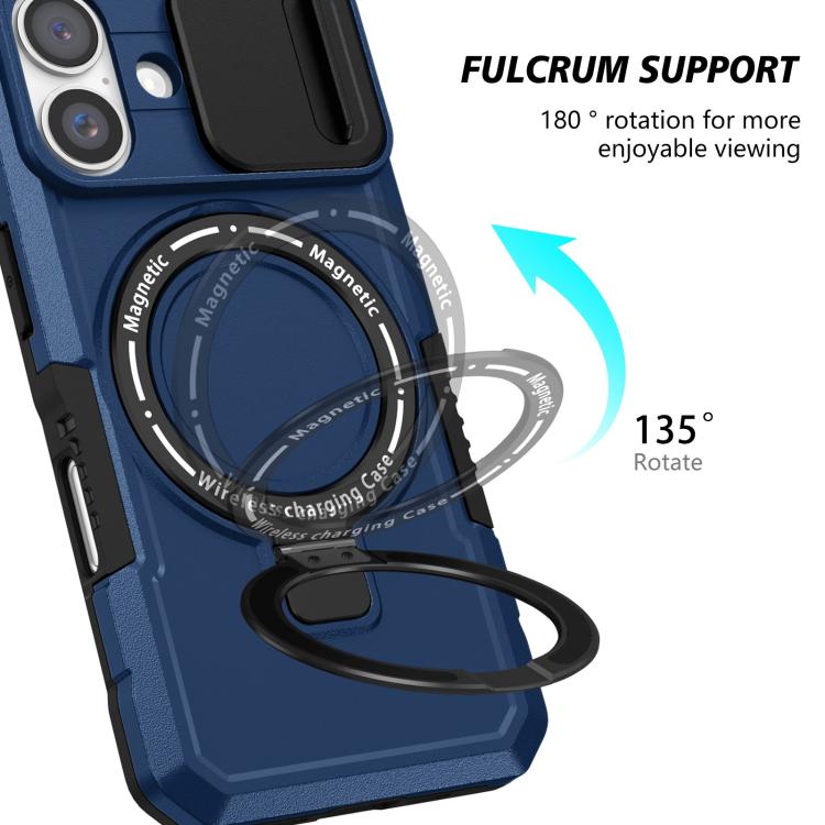 Sliding Camshield MagSafe Holder TPU Hybrid PC Phone Case, For iPhone 16 Plus, For iPhone 16