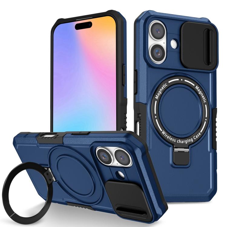 Sliding Camshield MagSafe Holder TPU Hybrid PC Phone Case, For iPhone 16 Plus, For iPhone 16