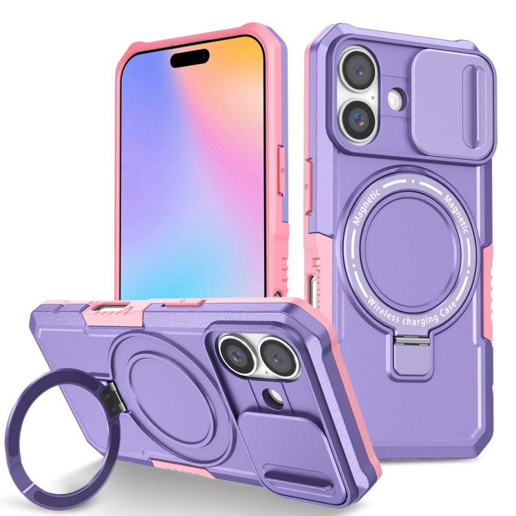 Sliding Camshield MagSafe Holder TPU Hybrid PC Phone Case, For iPhone 16 Plus, For iPhone 16