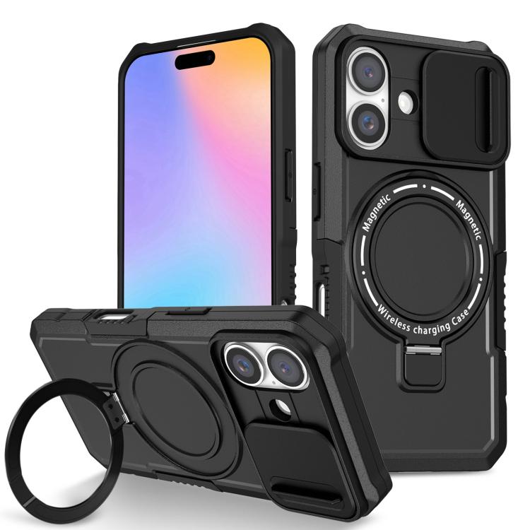 Sliding Camshield MagSafe Holder TPU Hybrid PC Phone Case, For iPhone 16 Plus, For iPhone 16