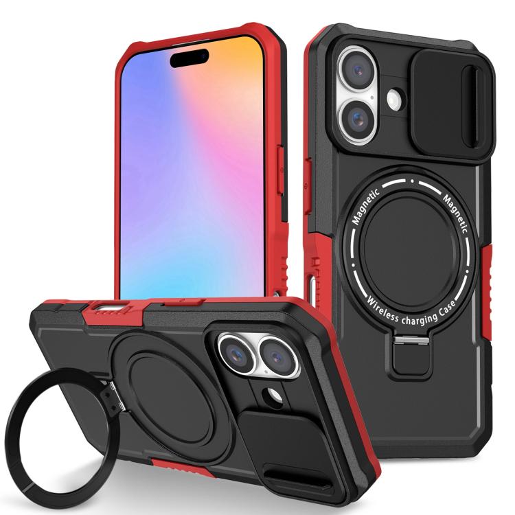 Sliding Camshield MagSafe Holder TPU Hybrid PC Phone Case, For iPhone 16 Plus, For iPhone 16