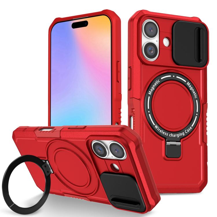 Sliding Camshield MagSafe Holder TPU Hybrid PC Phone Case, For iPhone 16 Plus, For iPhone 16