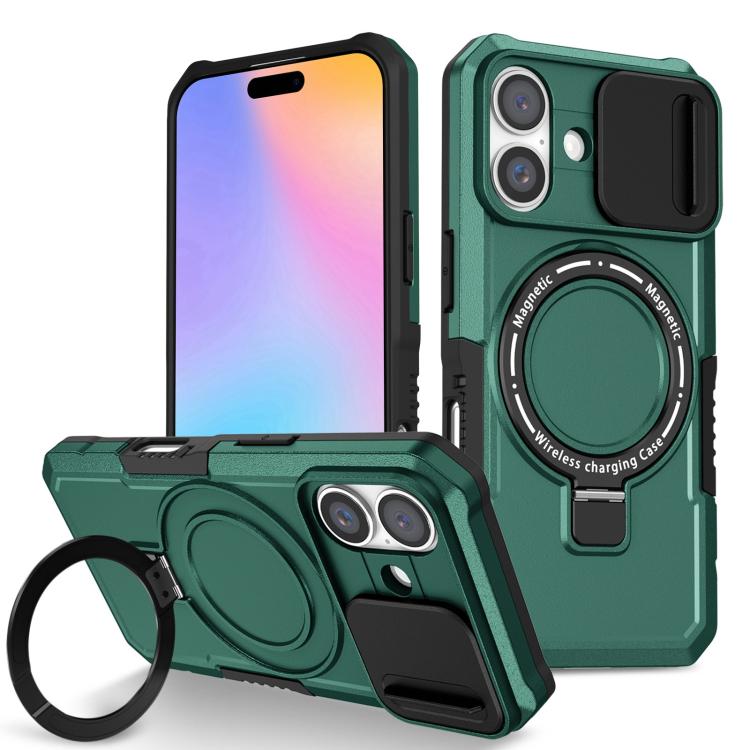 Sliding Camshield MagSafe Holder TPU Hybrid PC Phone Case, For iPhone 16 Plus, For iPhone 16