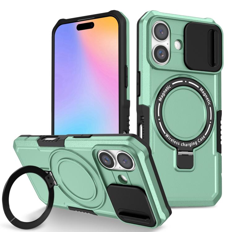 Sliding Camshield MagSafe Holder TPU Hybrid PC Phone Case, For iPhone 16 Plus, For iPhone 16