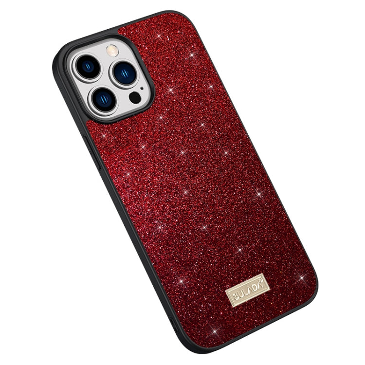 SULADA Glittery PC Hybrid TPU Handmade Leather Phone Case, For iPhone 15 Pro, For iPhone 15 Plus, For iPhone 15