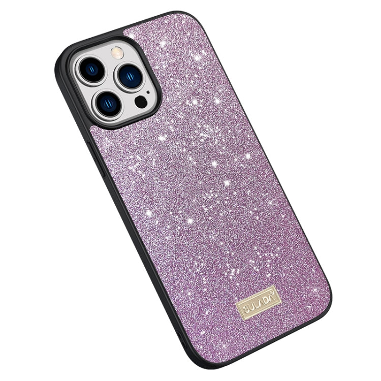 SULADA Glittery PC Hybrid TPU Handmade Leather Phone Case, For iPhone 15 Pro, For iPhone 15 Plus, For iPhone 15
