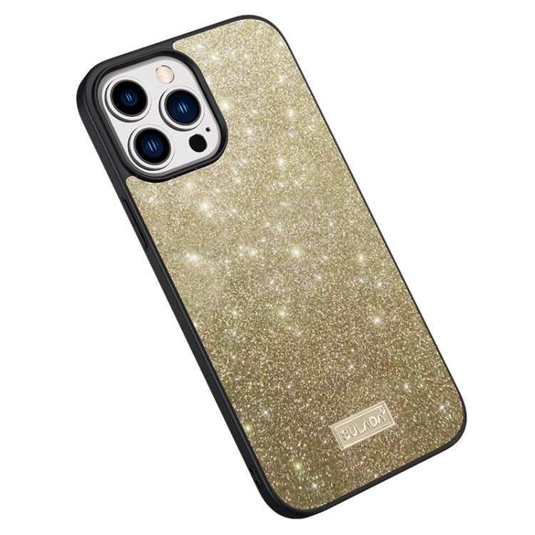 SULADA Glittery PC Hybrid TPU Handmade Leather Phone Case, For iPhone 15 Pro, For iPhone 15 Plus, For iPhone 15