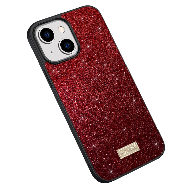 SULADA Glittery PC Hybrid TPU Handmade Leather Phone Case, For iPhone 15 Pro, For iPhone 15 Plus, For iPhone 15