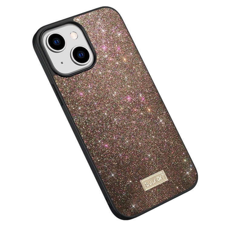 SULADA Glittery PC Hybrid TPU Handmade Leather Phone Case, For iPhone 15 Pro, For iPhone 15 Plus, For iPhone 15