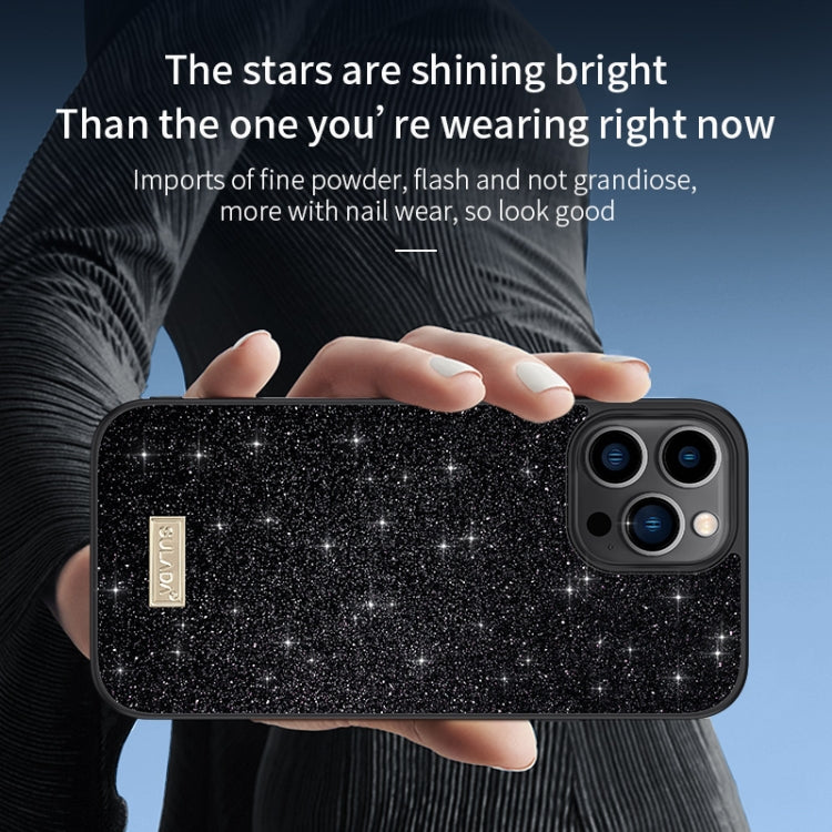 SULADA Glittery PC Hybrid TPU Handmade Leather Phone Case, For iPhone 15 Pro, For iPhone 15 Plus, For iPhone 15