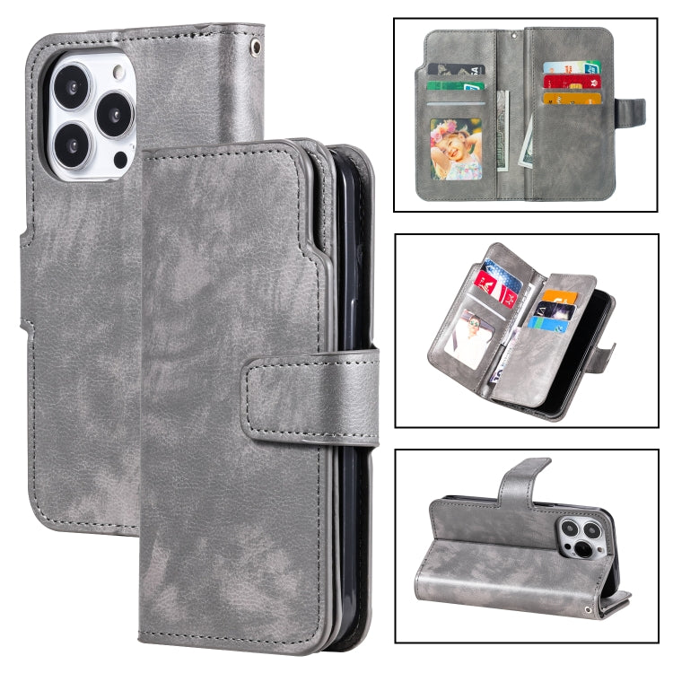 Tri-Fold 9-Card Wallets Leather Phone Case, For iPhone 16 Pro Max, For iPhone 16 Pro, For iPhone 16 Plus, For iPhone 16