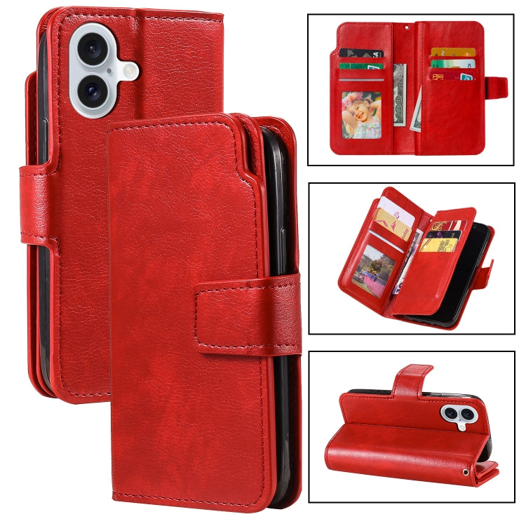 Tri-Fold 9-Card Wallets Leather Phone Case, For iPhone 16 Pro Max, For iPhone 16 Pro, For iPhone 16 Plus, For iPhone 16