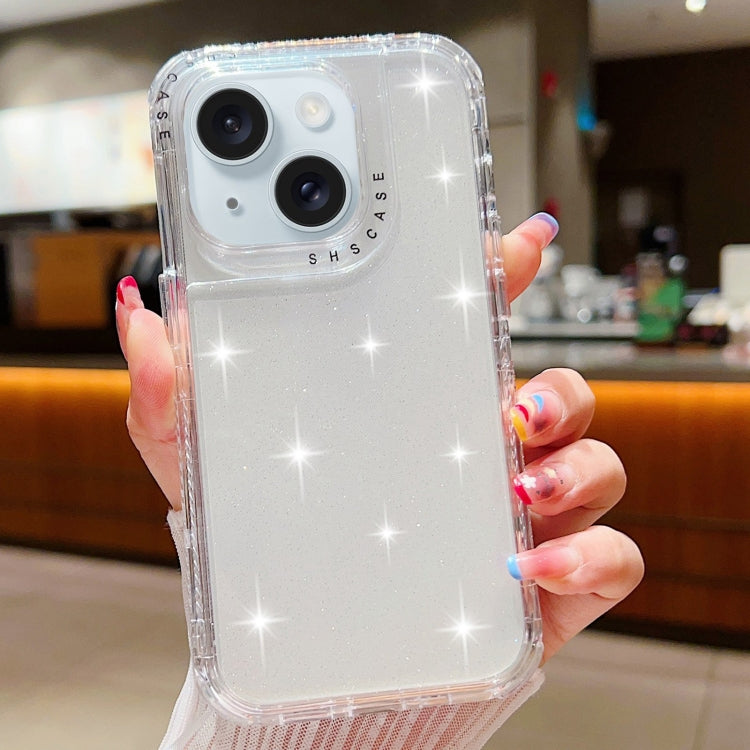 Glitter Powder 3-in-1 TPU + PC Phone Case, For iPhone 15 Plus, For iPhone 15