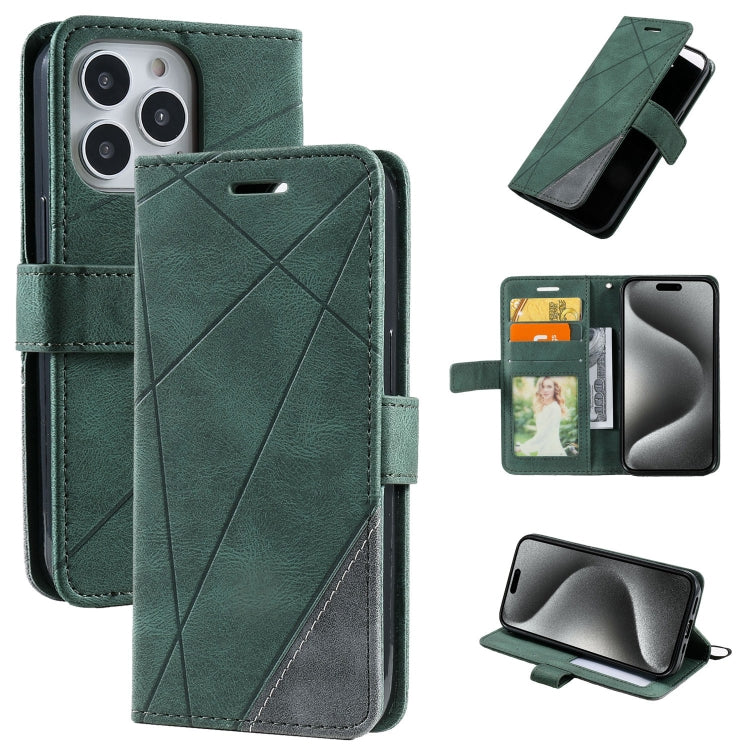 Skin Feel Splicing Leather Phone Case, For iPhone 16, For iPhone 15 Pro Max, For iPhone 15 Pro, For iPhone 15 Plus
