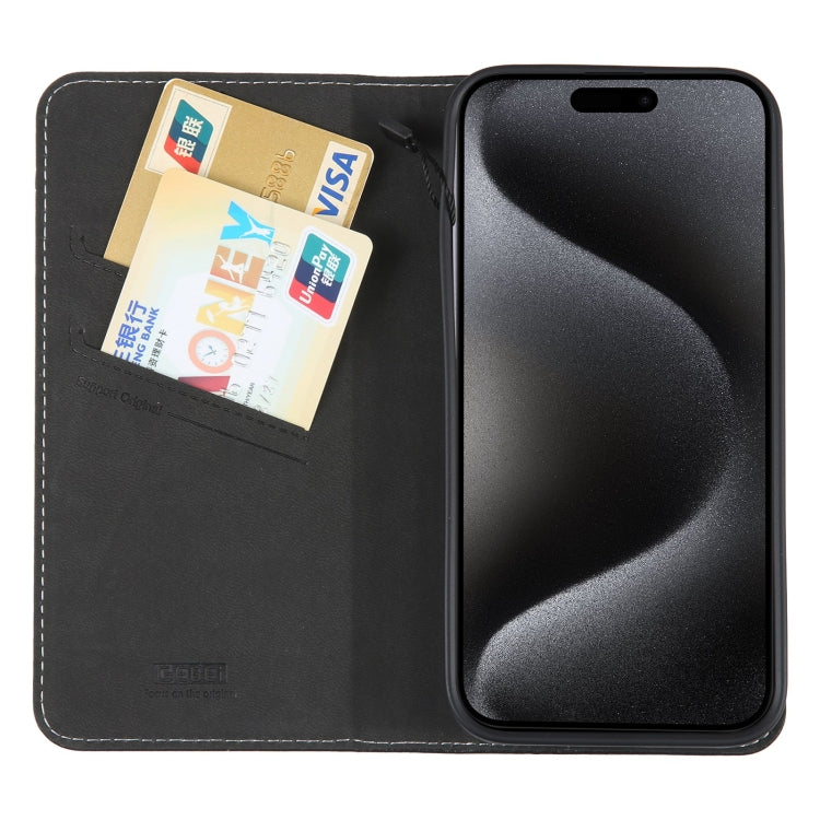GEBEI Top-grain Horizontal Flip Leather Phone Case, For iPhone 15 Pro, For iPhone 15 Plus, For iPhone 15