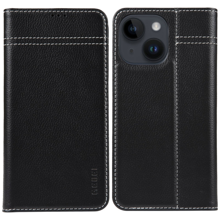 GEBEI Top-grain Horizontal Flip Leather Phone Case, For iPhone 15 Pro, For iPhone 15 Plus, For iPhone 15