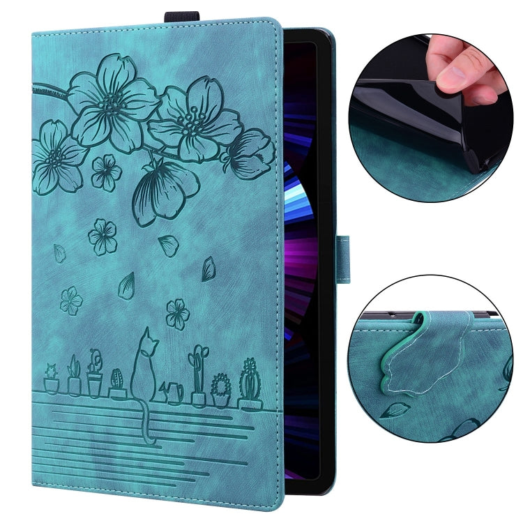 Cartoon Sakura Cat Embossed Smart Leather Tablet Case, For iPad Pro 9.7 / 9.7 2018 / 2017