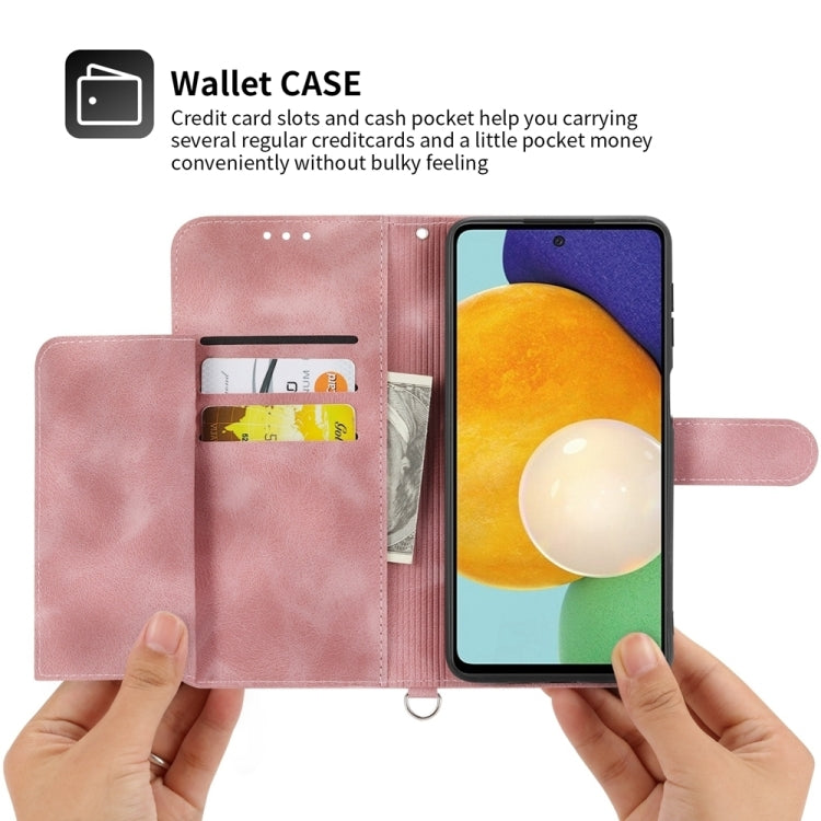 Skin-feel Flowers Embossed Wallet Leather Phone Case