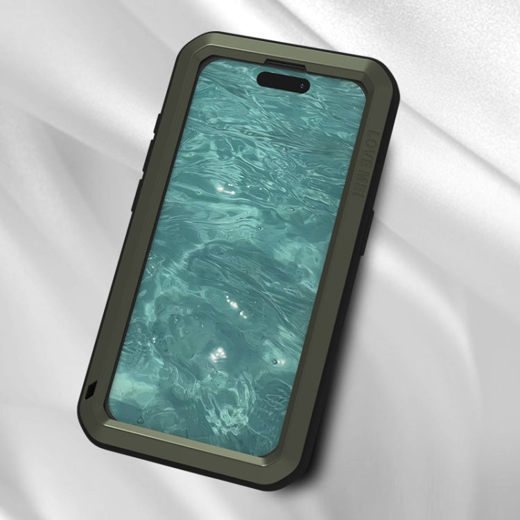 LOVE MEI Metal Shockproof Life Waterproof Dustproof Phone Case, For iPhone 15 Pro, For iPhone 15 Plus, For iPhone 15