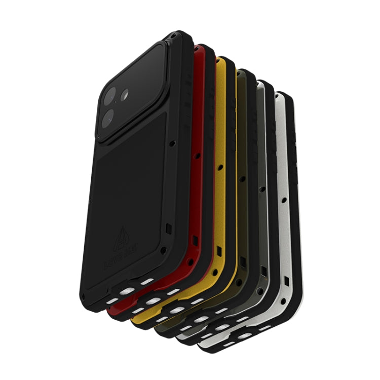 LOVE MEI Metal Shockproof Life Waterproof Dustproof Phone Case, For iPhone 16 Pro Max, For iPhone 16 Pro, For iPhone 16, For iPhone 15 Pro Max
