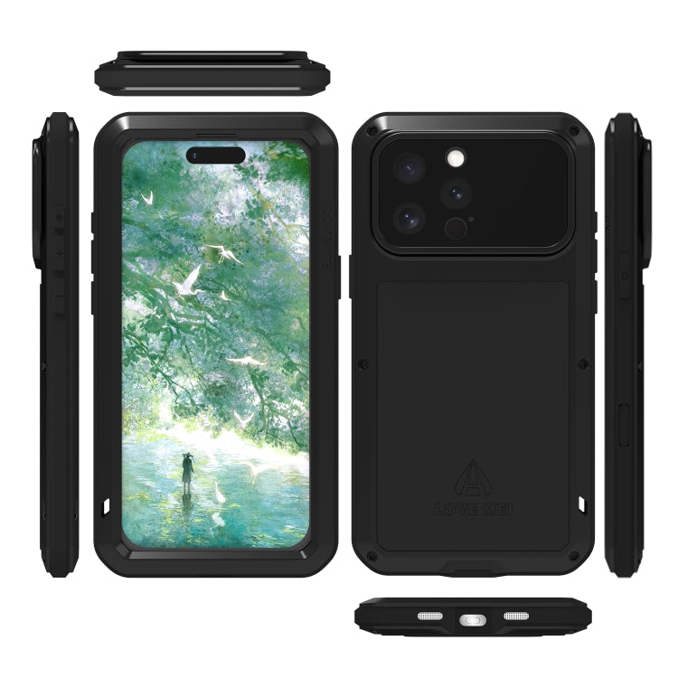 LOVE MEI Metal Shockproof Life Waterproof Dustproof Phone Case, For iPhone 16 Pro Max, For iPhone 16 Pro, For iPhone 16, For iPhone 15 Pro Max