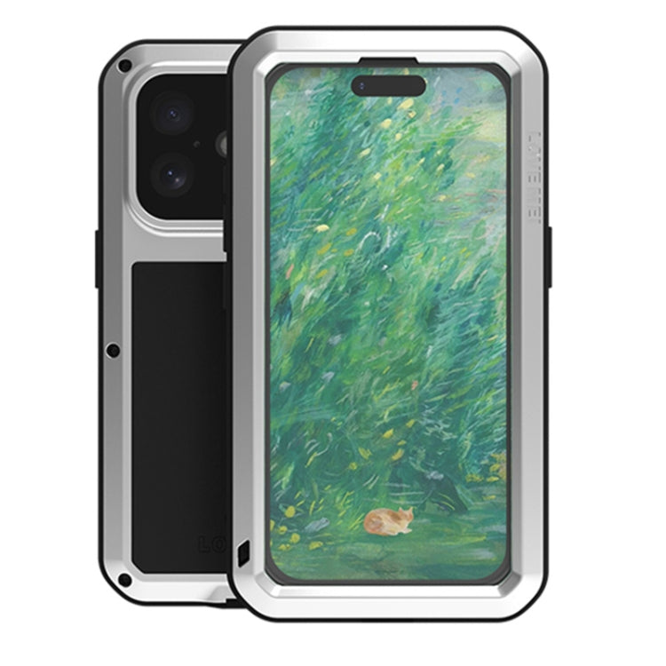 LOVE MEI Metal Shockproof Life Waterproof Dustproof Phone Case, For iPhone 16 Pro Max, For iPhone 16 Pro, For iPhone 16, For iPhone 15 Pro Max