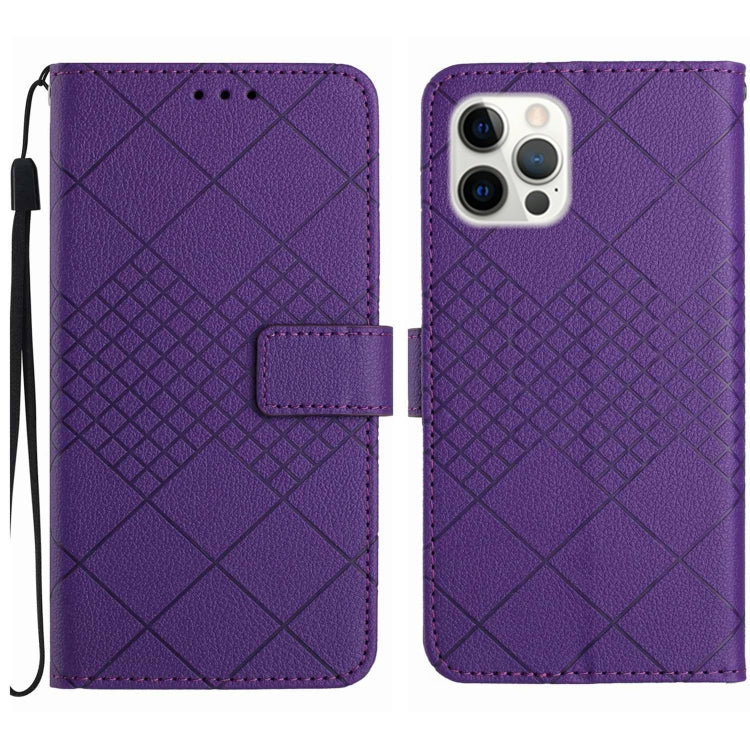 Rhombic Grid Texture Leather Phone Case, For iPhone 16, For iPhone 15 Pro Max, For iPhone 15 Pro, For iPhone 15 Plus