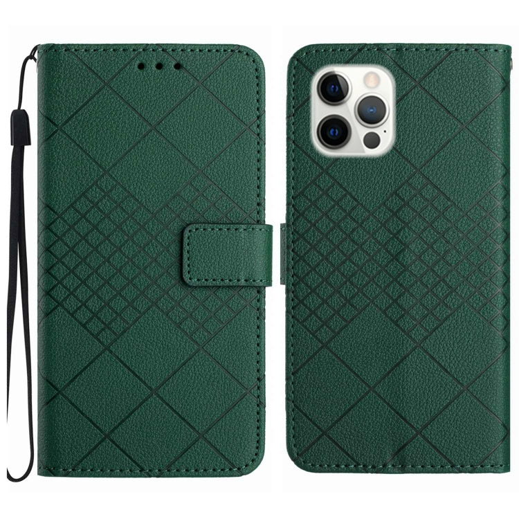 Rhombic Grid Texture Leather Phone Case, For iPhone 14 Pro Max, For iPhone 13 Pro Max, For iPhone 13 Pro, For iPhone 13