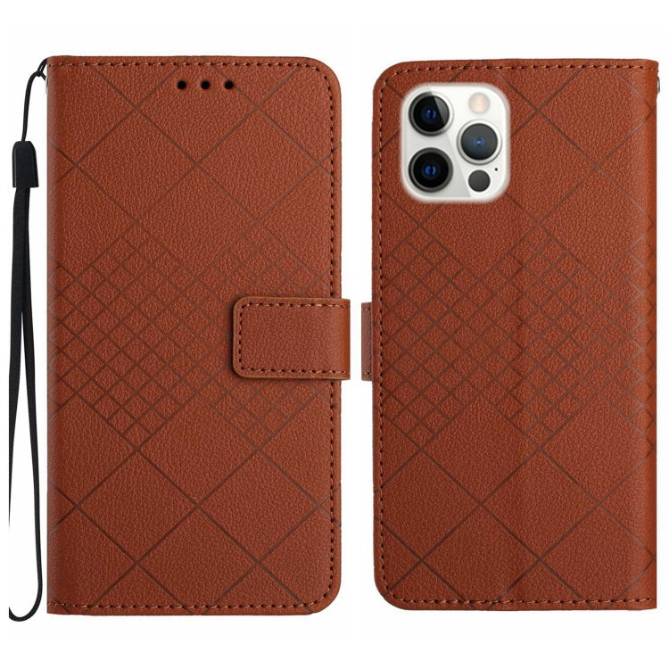 Rhombic Grid Texture Leather Phone Case, For iPhone 14 Pro Max, For iPhone 13 Pro Max, For iPhone 13 Pro, For iPhone 13