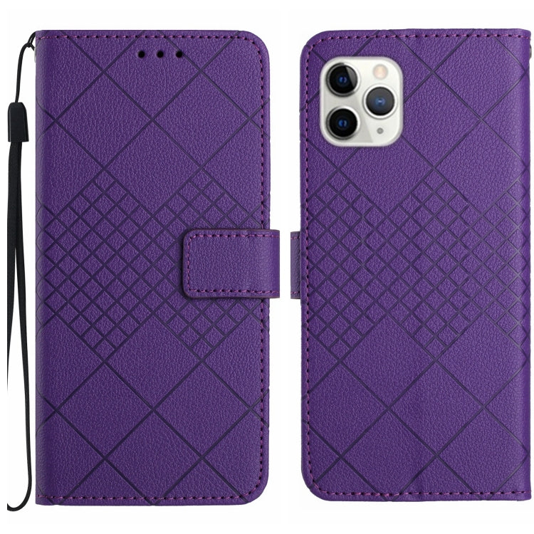 Rhombic Grid Texture Leather Phone Case, For iPhone 11 Pro