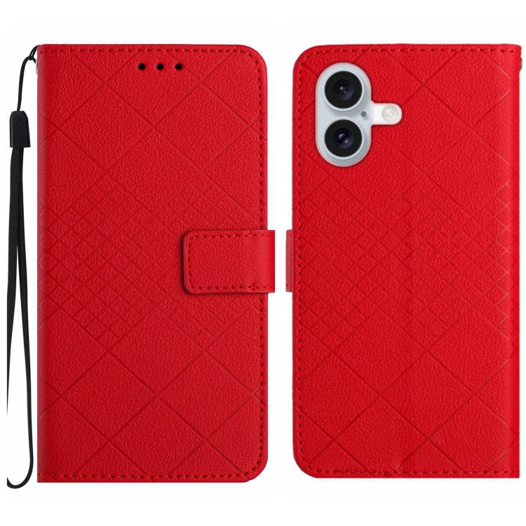 Rhombic Grid Texture Leather Phone Case, For iPhone SE 2024, For iPhone 16 Pro Max, For iPhone 16 Pro, For iPhone 16 Plus