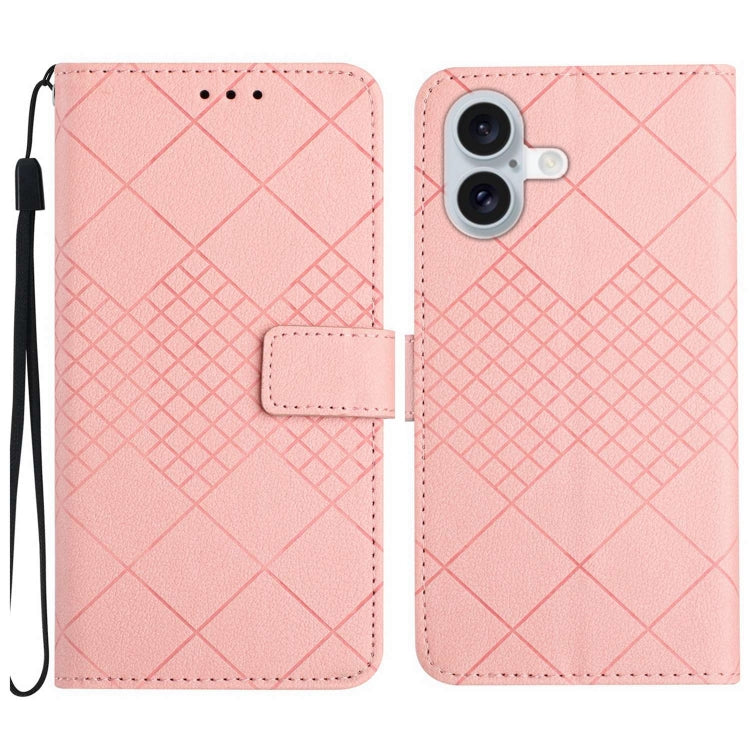 Rhombic Grid Texture Leather Phone Case, For iPhone 16, For iPhone 15 Pro Max, For iPhone 15 Pro, For iPhone 15 Plus
