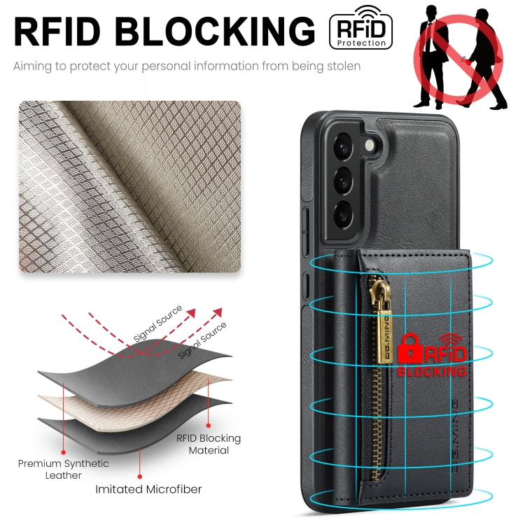 DG.MING M5 Series Zip RFID Multi Card Detachable Leather Phone Case, For Samsung Galaxy S22, For Samsung Galaxy S21 Ultra
