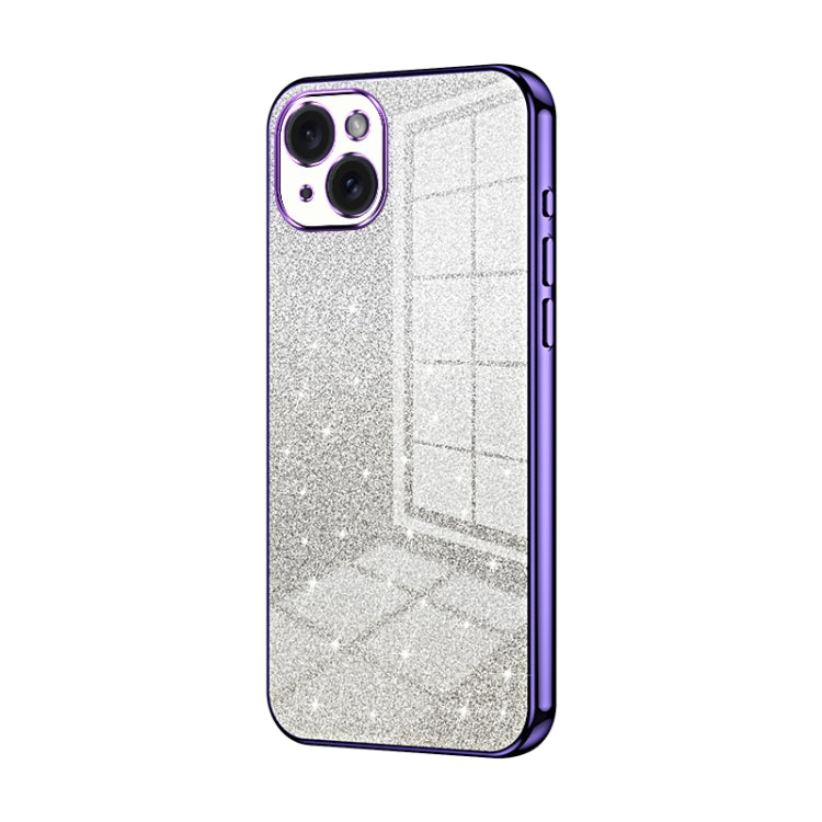 Gradient Glitter Powder Electroplated Phone Case, For iPhone 15 Plus, For iPhone 15, For iPhone 14 Plus