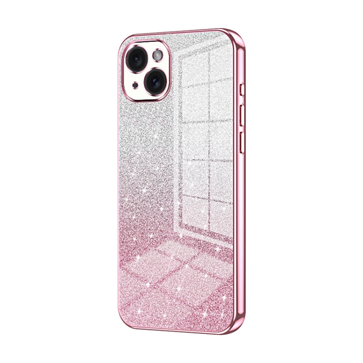 Gradient Glitter Powder Electroplated Phone Case, For iPhone 15 Plus, For iPhone 15, For iPhone 14 Plus