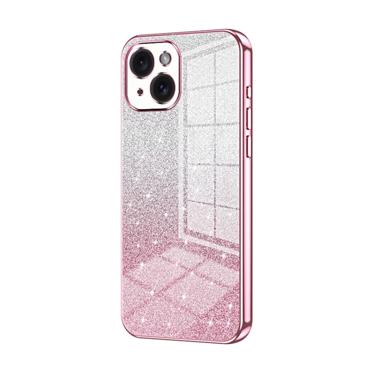 Gradient Glitter Powder Electroplated Phone Case, For iPhone 15 Plus, For iPhone 15, For iPhone 14 Plus