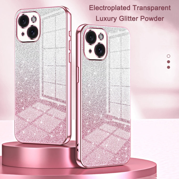 Gradient Glitter Powder Electroplated Phone Case, For iPhone 15 Plus, For iPhone 15, For iPhone 14 Plus