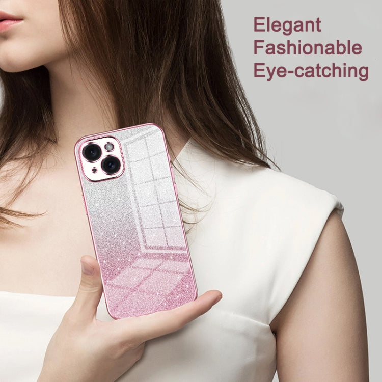 Gradient Glitter Powder Electroplated Phone Case, For iPhone 15 Plus, For iPhone 15, For iPhone 14 Plus