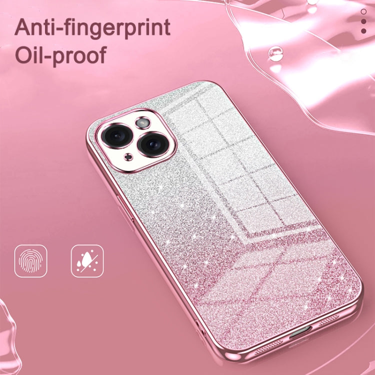 Gradient Glitter Powder Electroplated Phone Case, For iPhone 15 Plus, For iPhone 15, For iPhone 14 Plus
