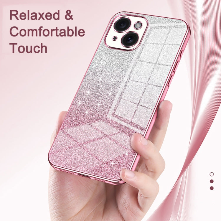 Gradient Glitter Powder Electroplated Phone Case, For iPhone 15 Plus, For iPhone 15, For iPhone 14 Plus