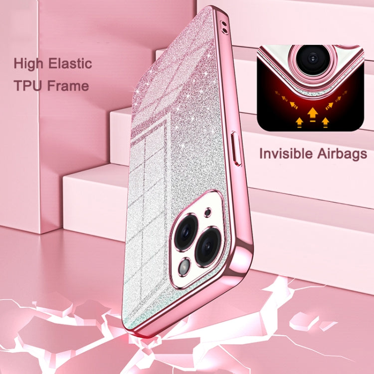 Gradient Glitter Powder Electroplated Phone Case, For iPhone 15 Plus, For iPhone 15, For iPhone 14 Plus