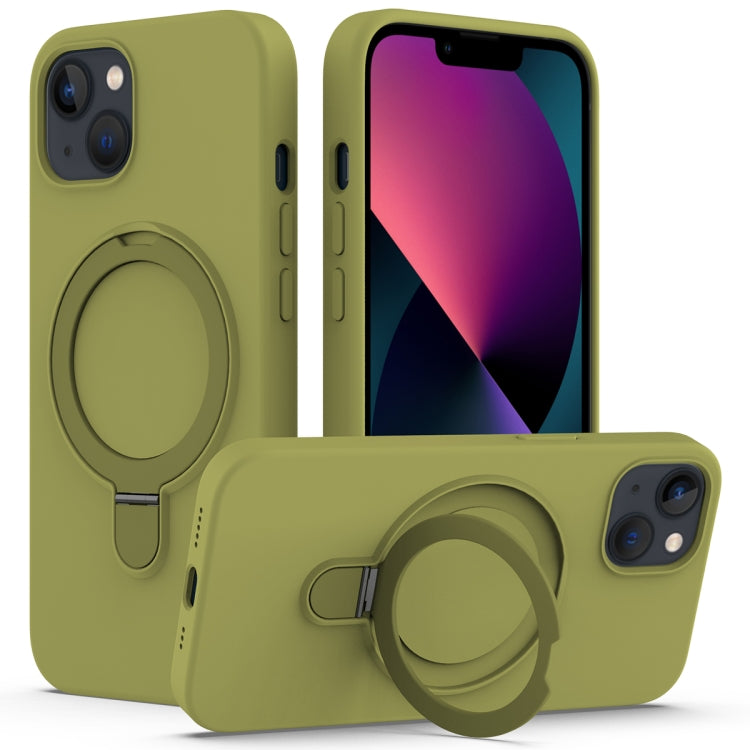 Liquid Silicone MagSafe Magnetic Phone Case with Ring Holder, For iPhone 15 Plus, For iPhone 15