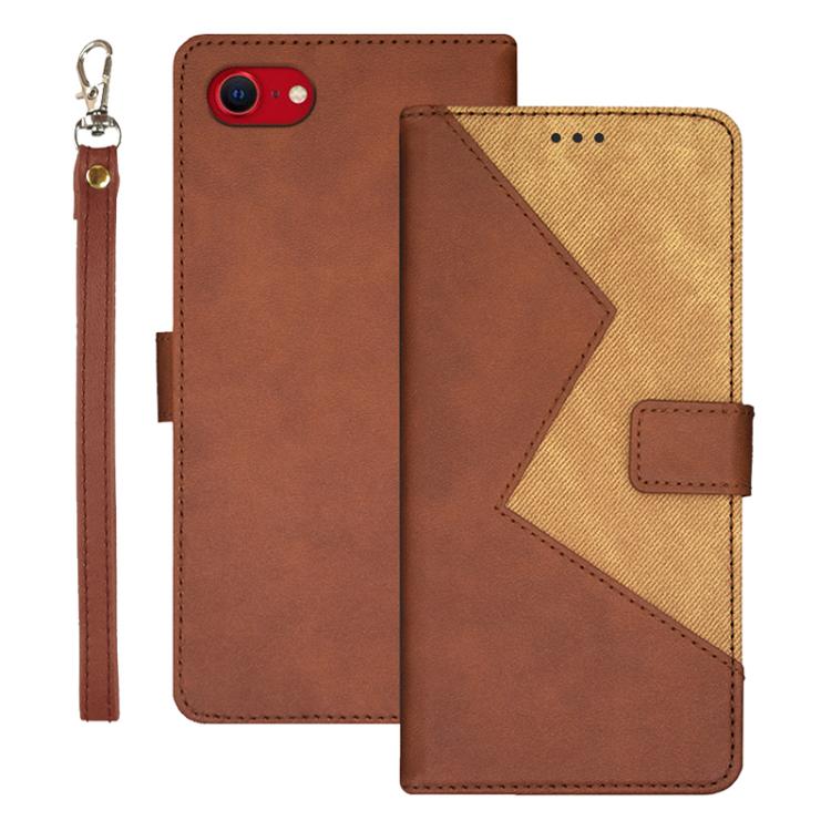 idewei Two-color Splicing Leather Phone Case, For iPhone 16e, For iPhone 15 Pro Max, For iPhone 15 Pro