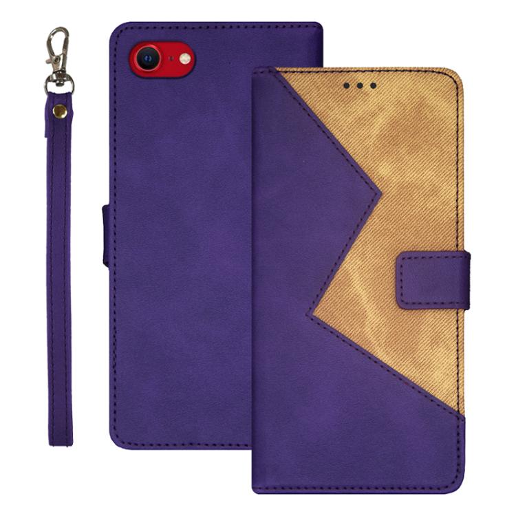idewei Two-color Splicing Leather Phone Case, For iPhone 16e, For iPhone 15 Pro Max, For iPhone 15 Pro