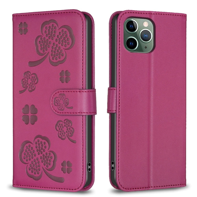 Four-leaf Embossed Leather Phone Case, For iPhone 12 / 12 Pro, For iPhone 12 Pro Max, For iPhone 11 Pro Max, For iPhone 11