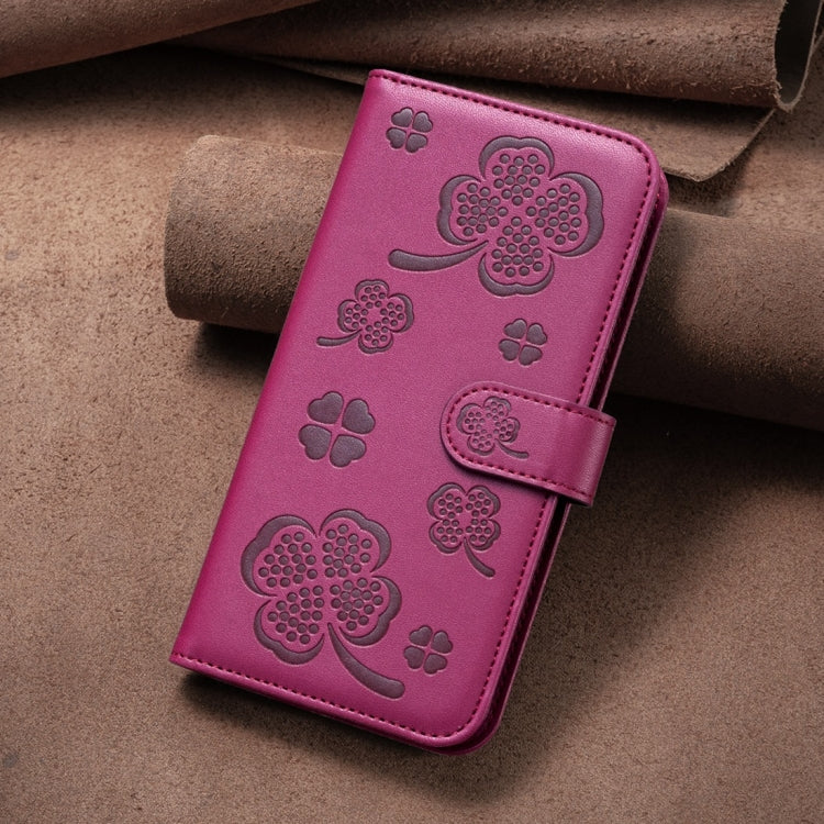 Four-leaf Embossed Leather Phone Case, For iPhone 14 Plus, For iPhone 14, For iPhone 14 Pro, For iPhone 14 Pro Max